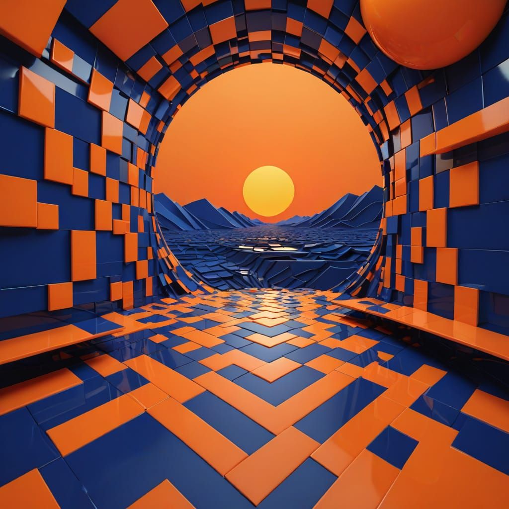 Geometric Sunset in Vibrant Colors