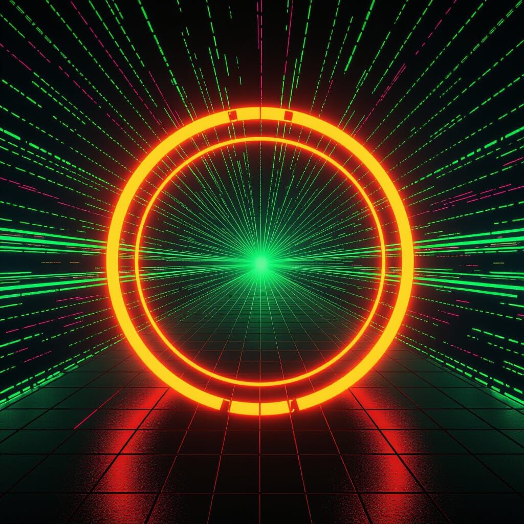 Abstract Neon Art in Synthwave Retro Style