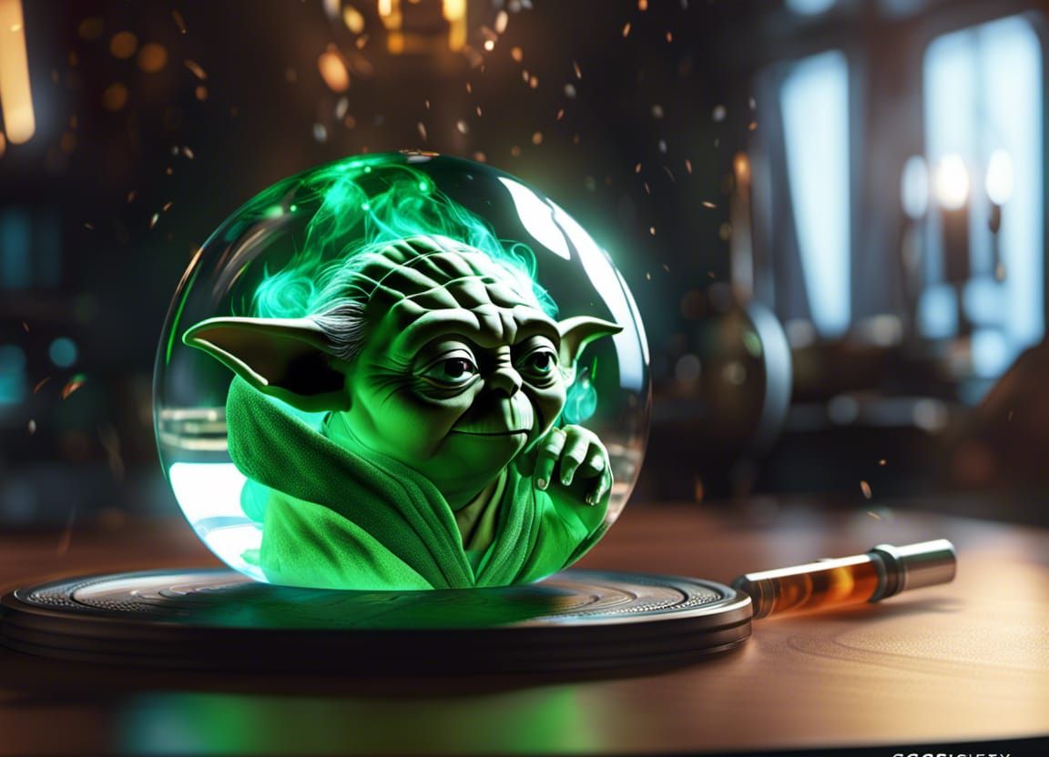 Yoda on glass orb