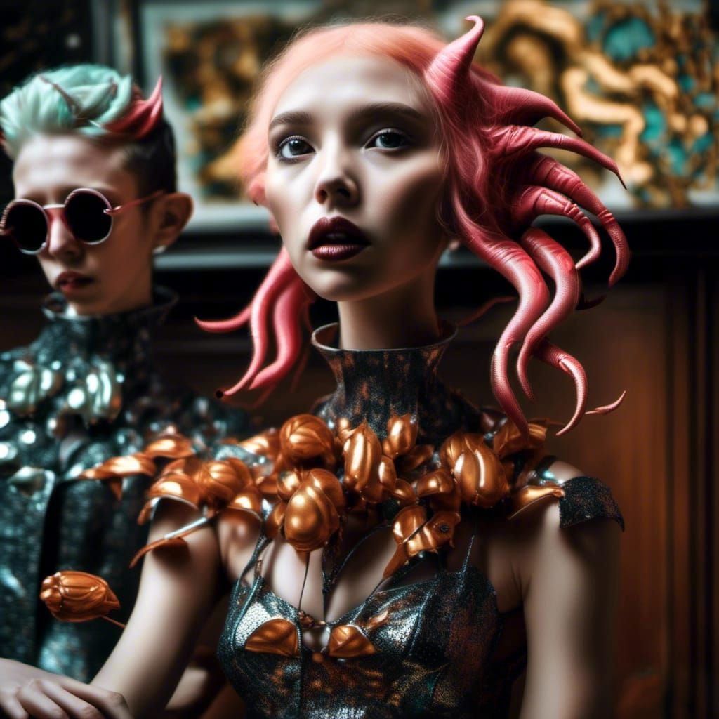 Hyperrealistic Aliens and Pets in English Garden