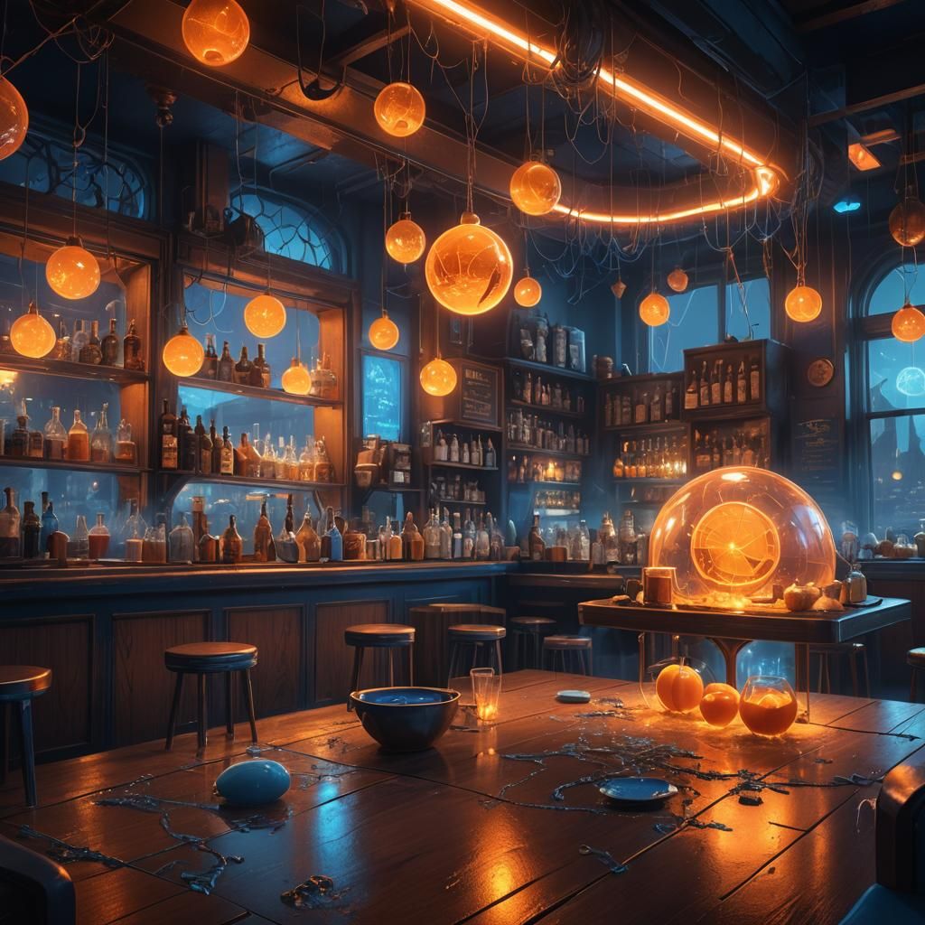 Nightcafe Interior with Glowing Potion, in Unreal Engine 5
