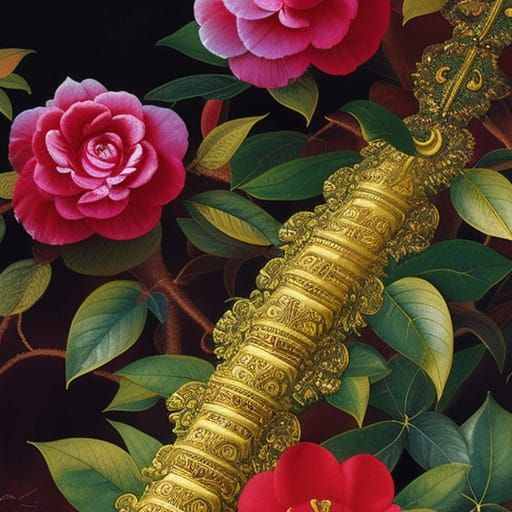 Magical Heraldic Symbols and Quetzal in Watercolor