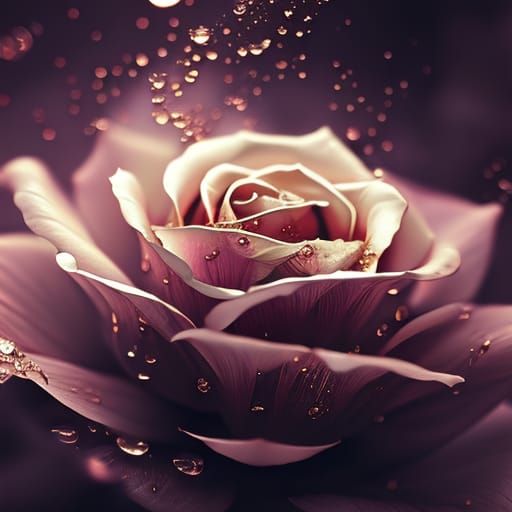 Glowing Transparent Rose with Gold Filigree