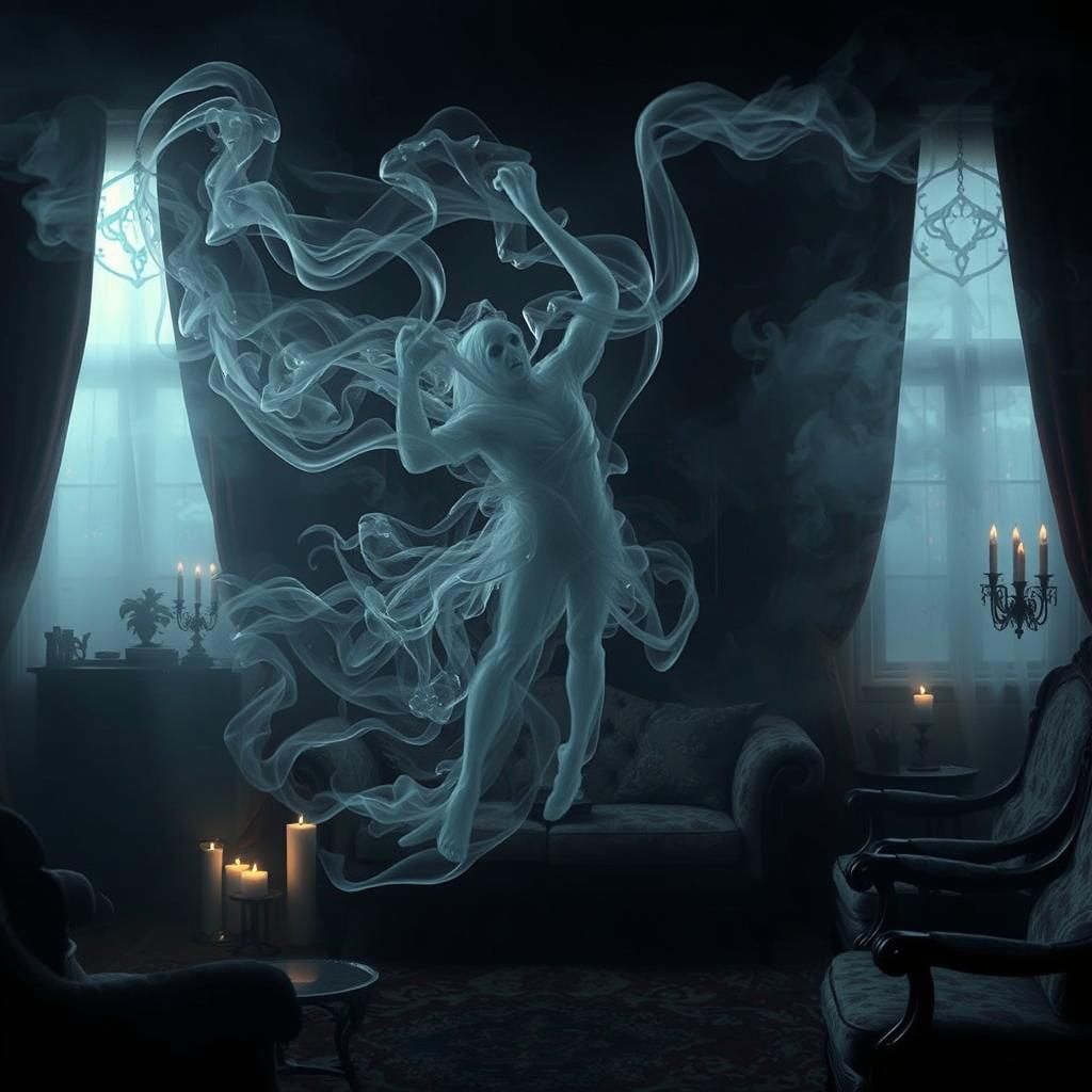 Smoky Ghost Materializes in Haunted Living Room