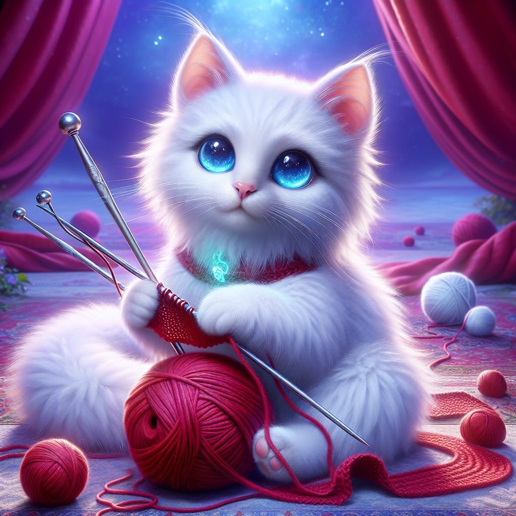 Cat who loves to knit