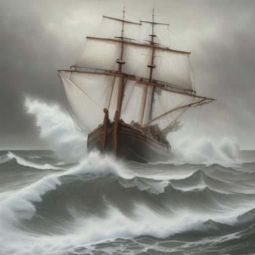 Dramatic Seastorm Oil Painting