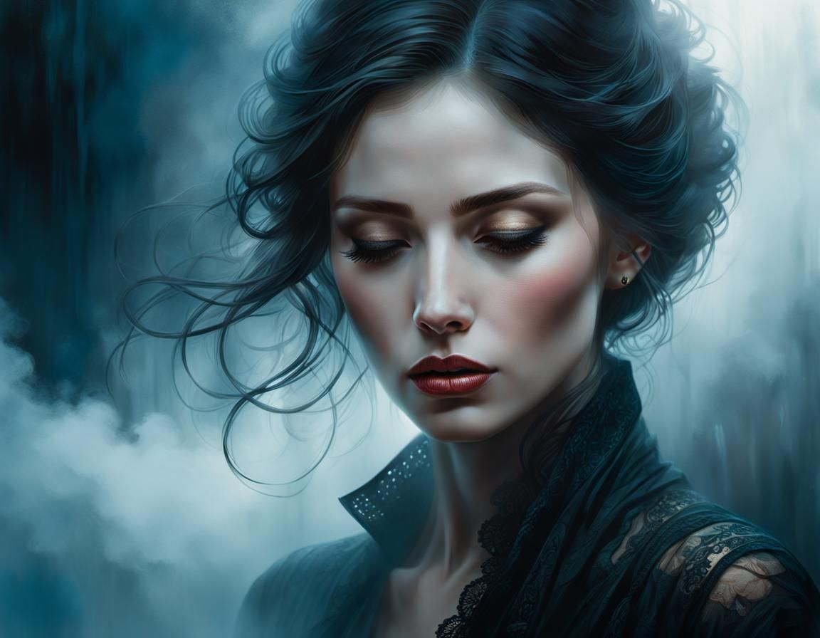 Voluminous Woman in Ethereal Fog