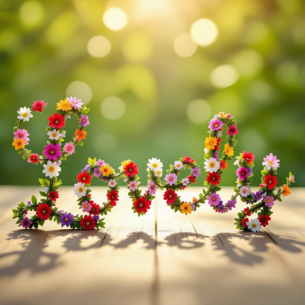 Elegant Cursive Flowers Spell LOVELY