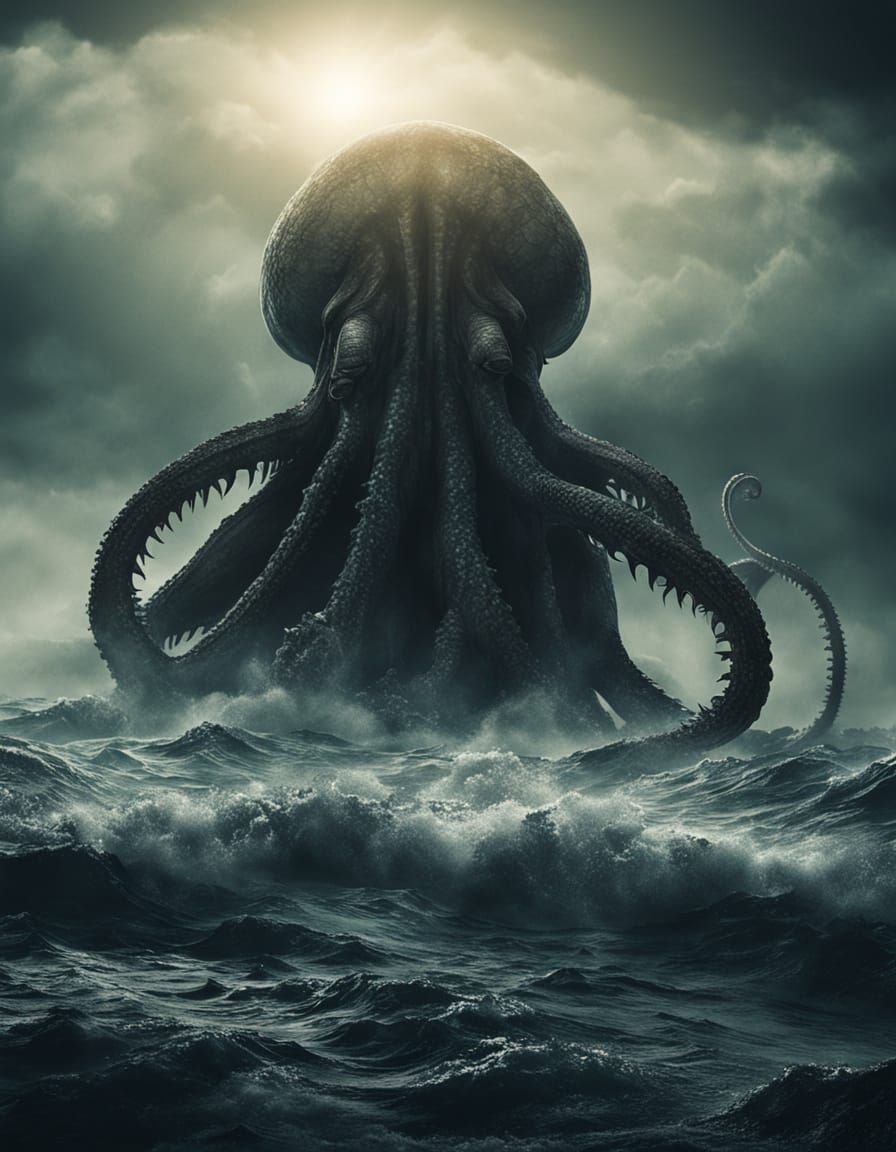 Epic Kraken Rises from the Deep: Dark Fantasy Style