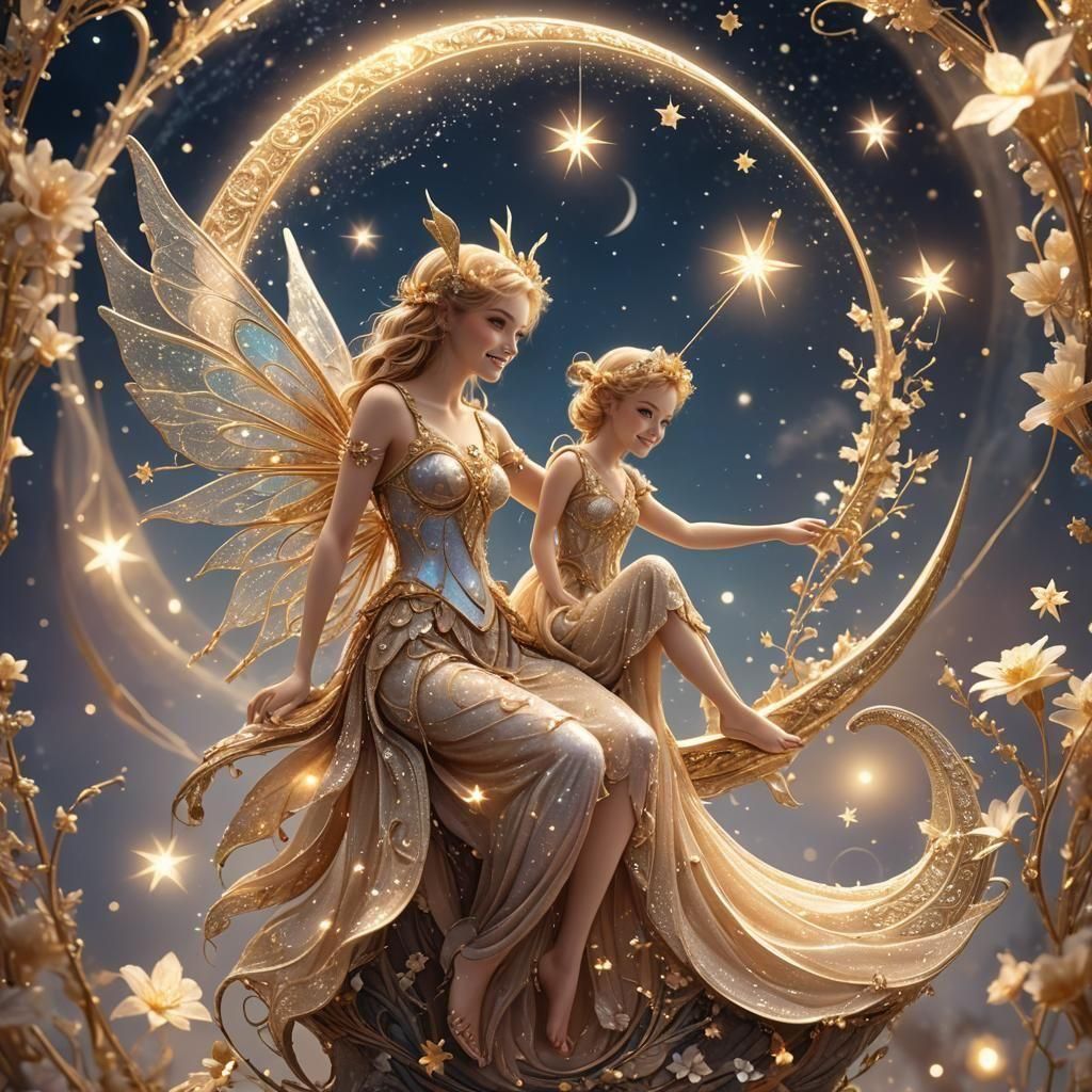 Elegant Fairy Wishing on a Star in Fairycore Style