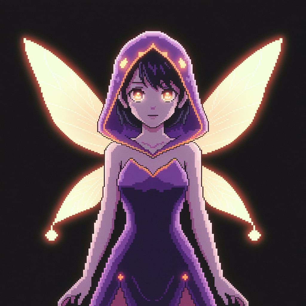 Anime Fairy in Pixel Art Style