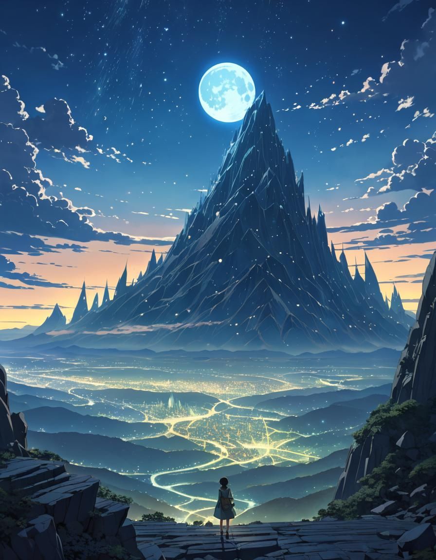 Eerie Dark Fantasy Landscape under Full Moon