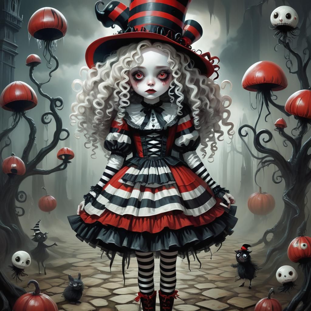 Whimsical Gothic Girl in Enchanted Carnival