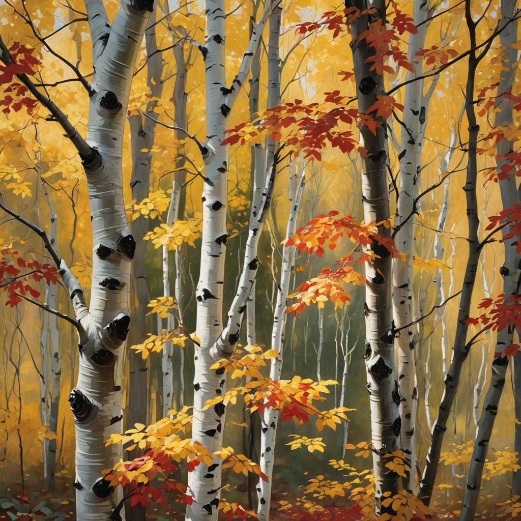 Autumn Leaves Falling: Hyperrealistic Landscape