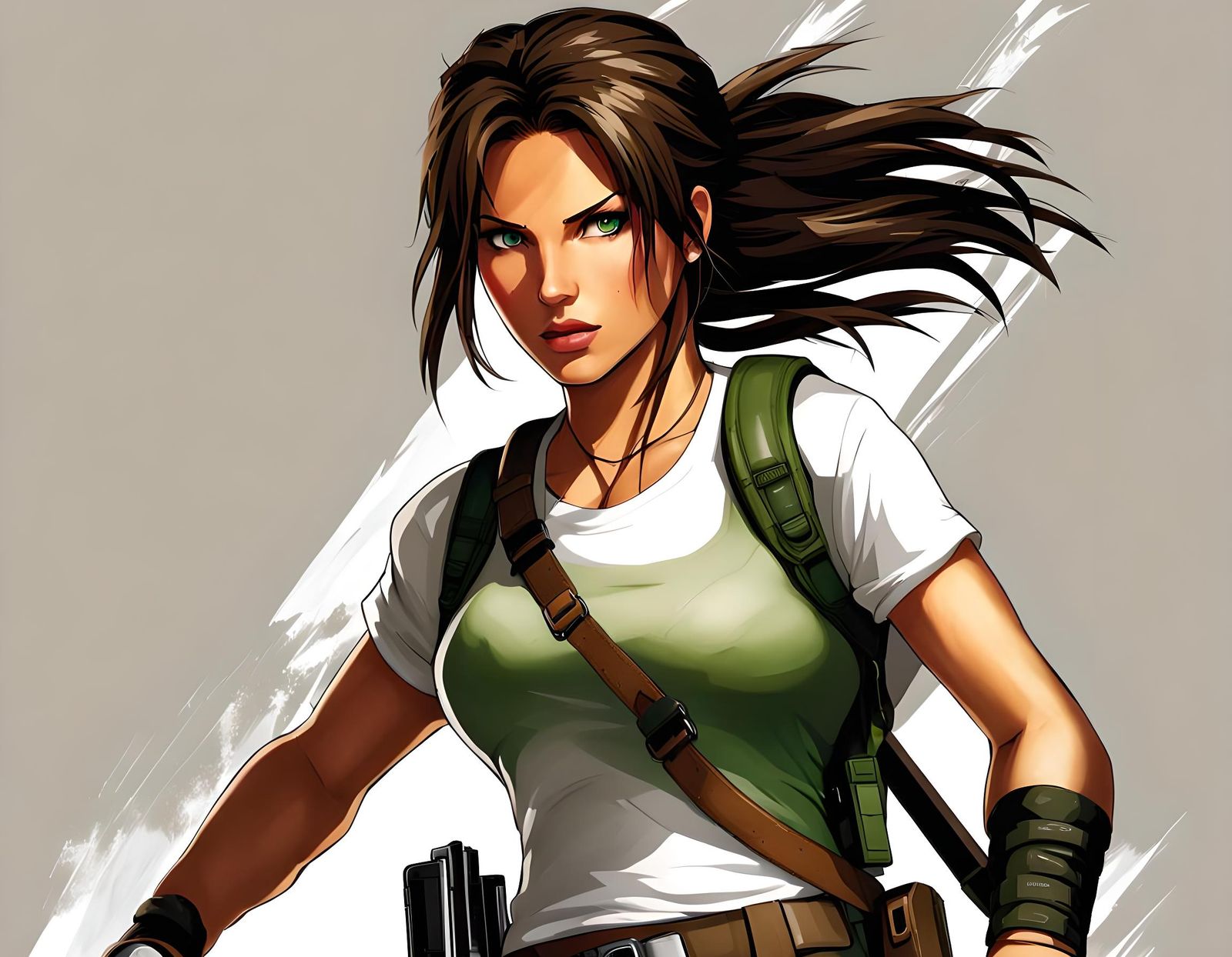 Female Adventurer with Whip and Guns