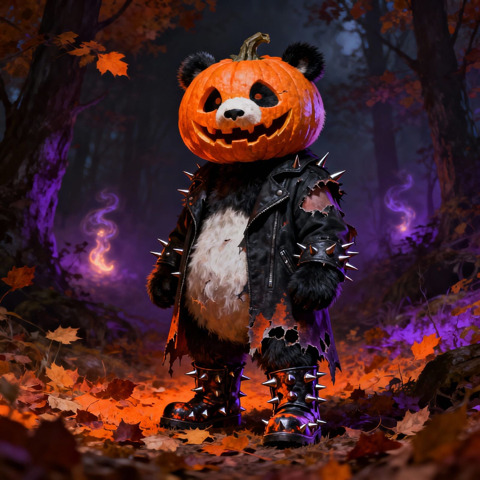 Cute Panda Cub in Spooky Halloween Costume