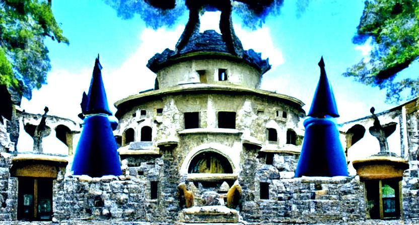 Fantasy Wizard Castle Courtyard Digital Painting