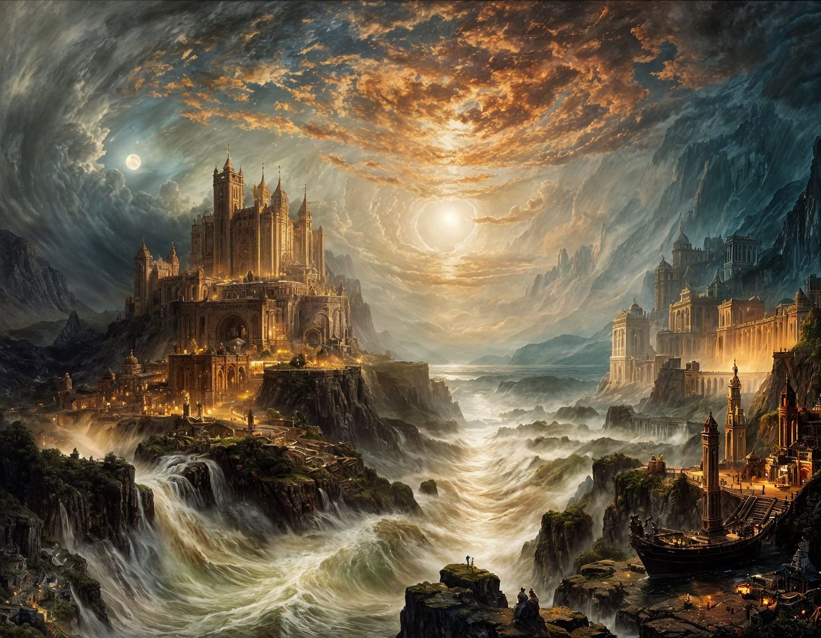 Ethereal Stormy Night Landscape in Intricate Hyperrealism