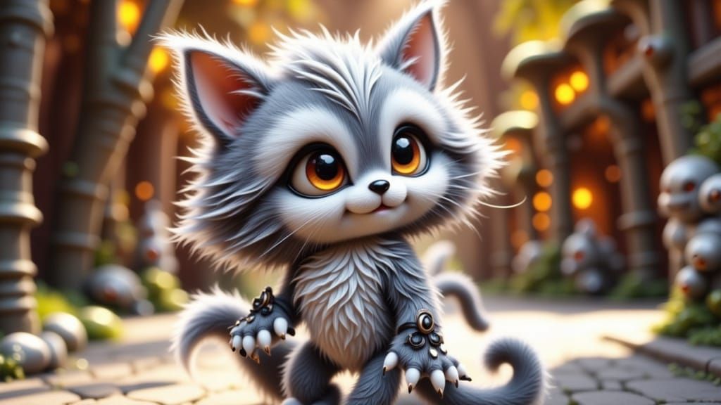 Adorable Sonic-Inspired Pallas's Cat Chibi Character