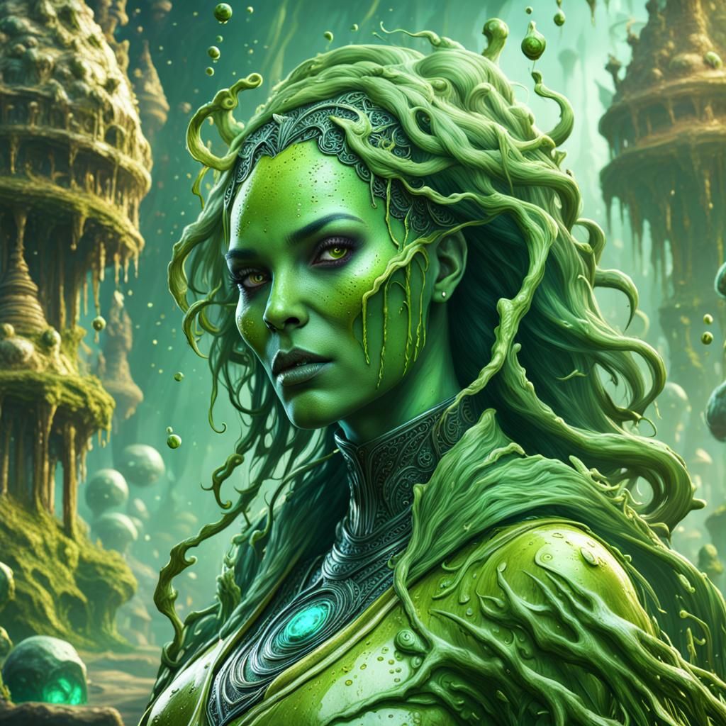 Anthropomorphic Slime Woman in Detailed Fantasy Art