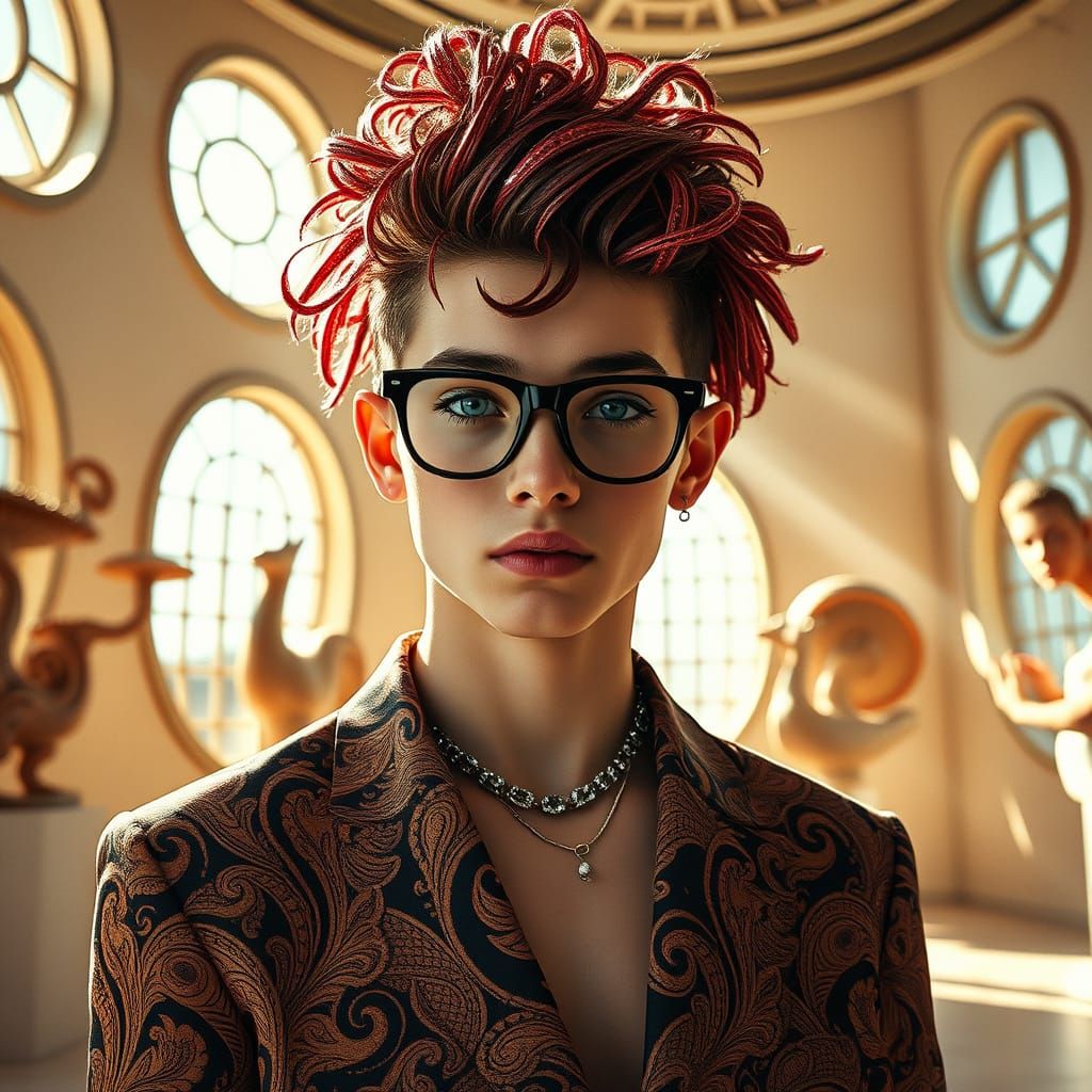 Paisley Teenage Boy in Surreal Art Gallery