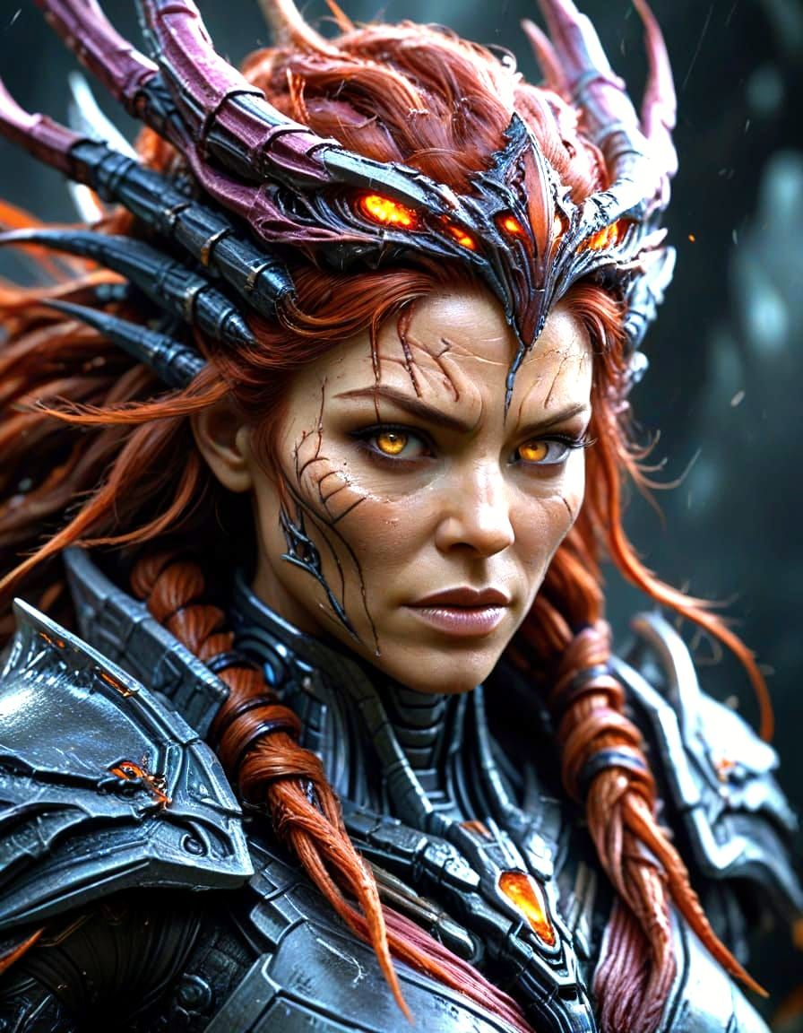 The Queen of Blades Reigns Supreme in Cyberpunk Digital Art