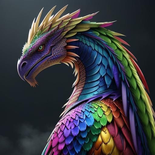 Rainbow Dragon Woman: Epic Digital Matte Painting