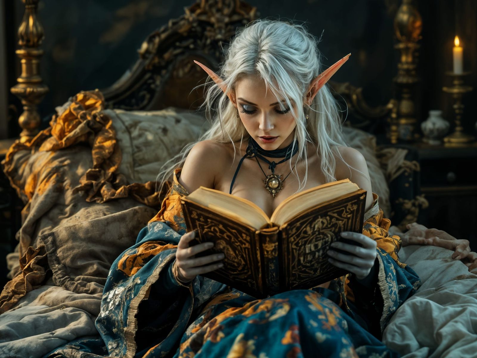 Ethereal Elf Maiden Unfolds Ancient Frost Magic in Golden Ha...