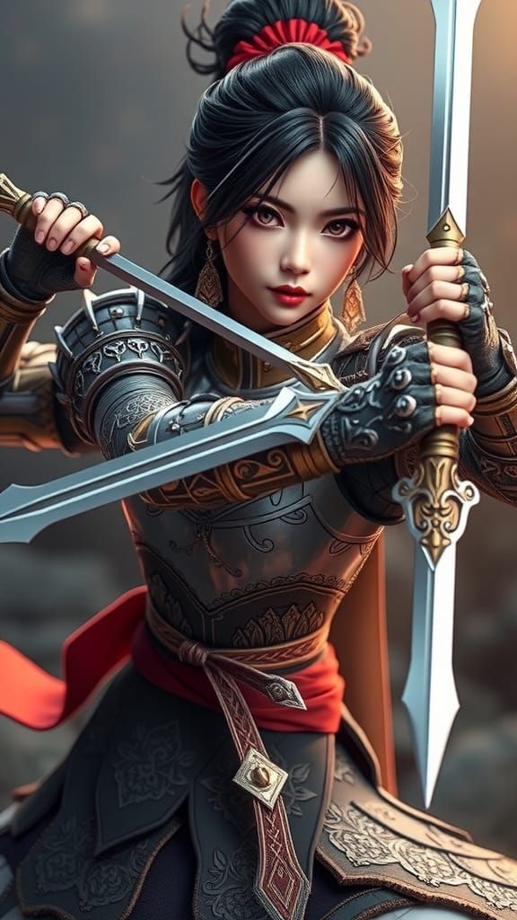 Anime Woman Warrior Strikes With Rapier in 4K