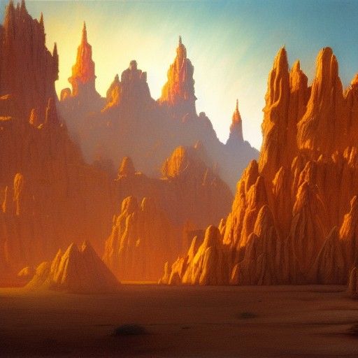 Desert Castle in Golden Hour Action Painting