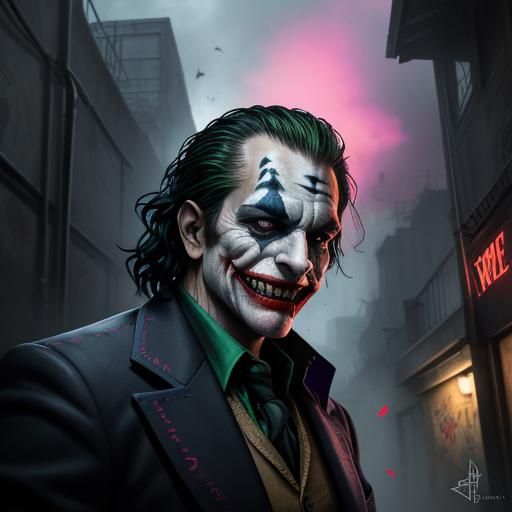 Joker's Maniacal Laughter in Hyperrealistic Street Art