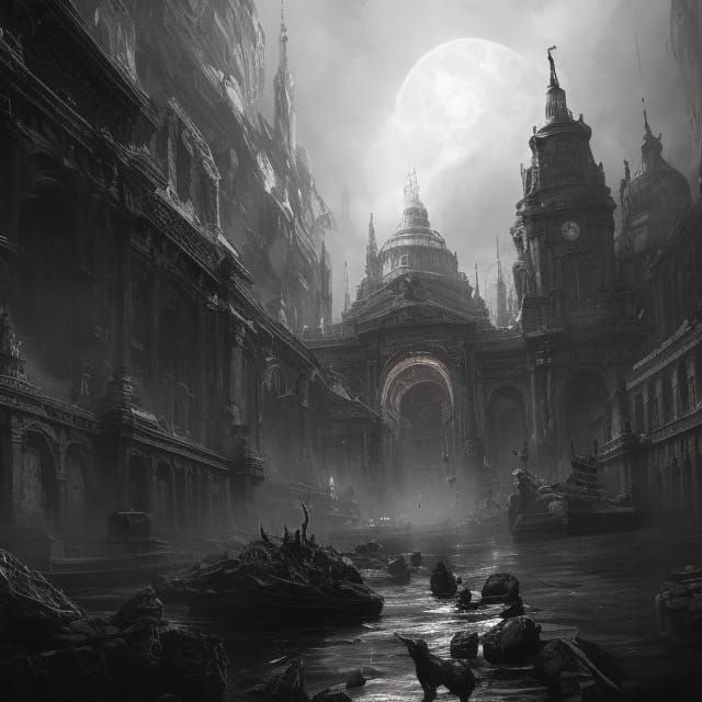 Dramatic Red and Black Composition in Digital Art