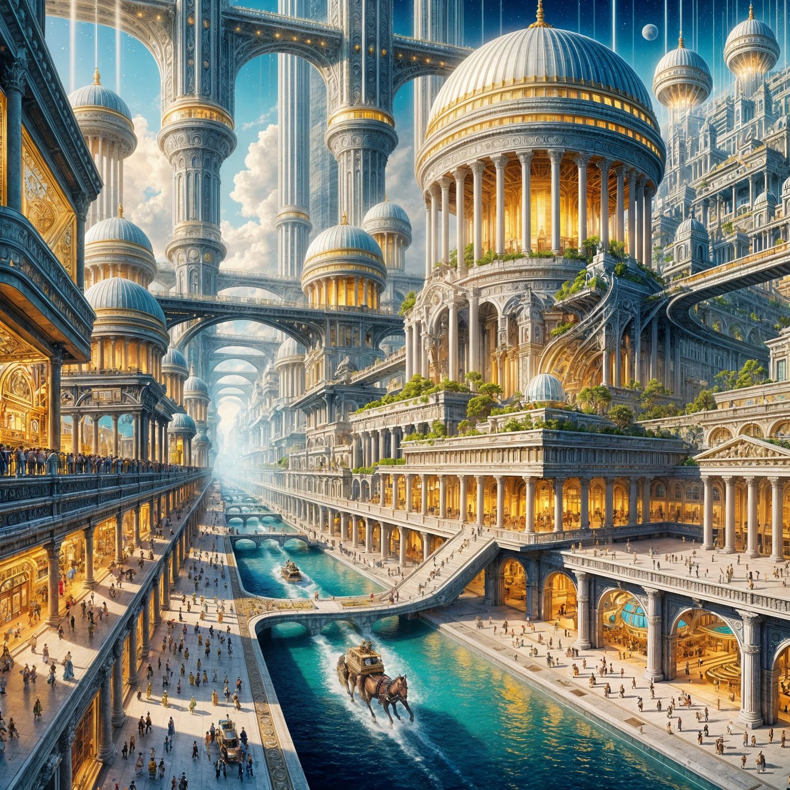 Futuristic Greek Cityscape with Azure Sea