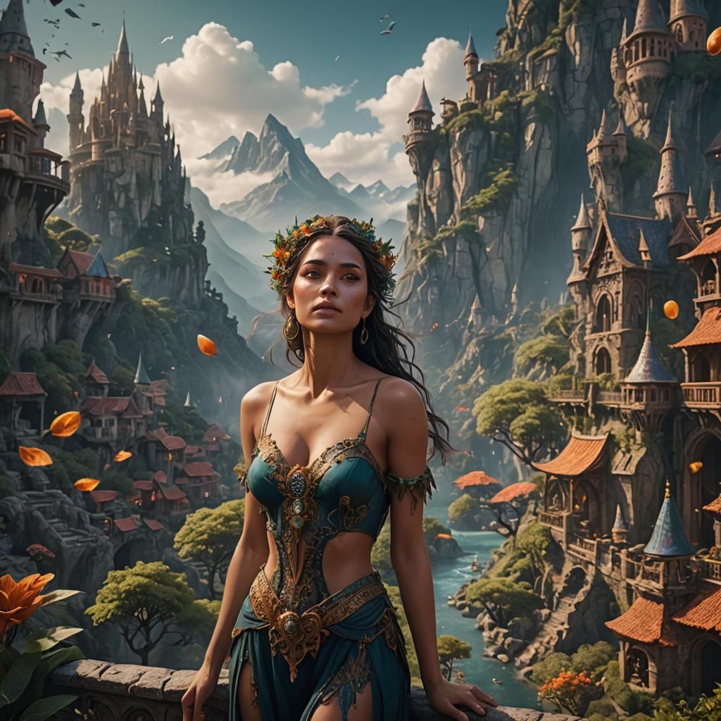 Woman's Daydream in a Fantasy Matte Painting