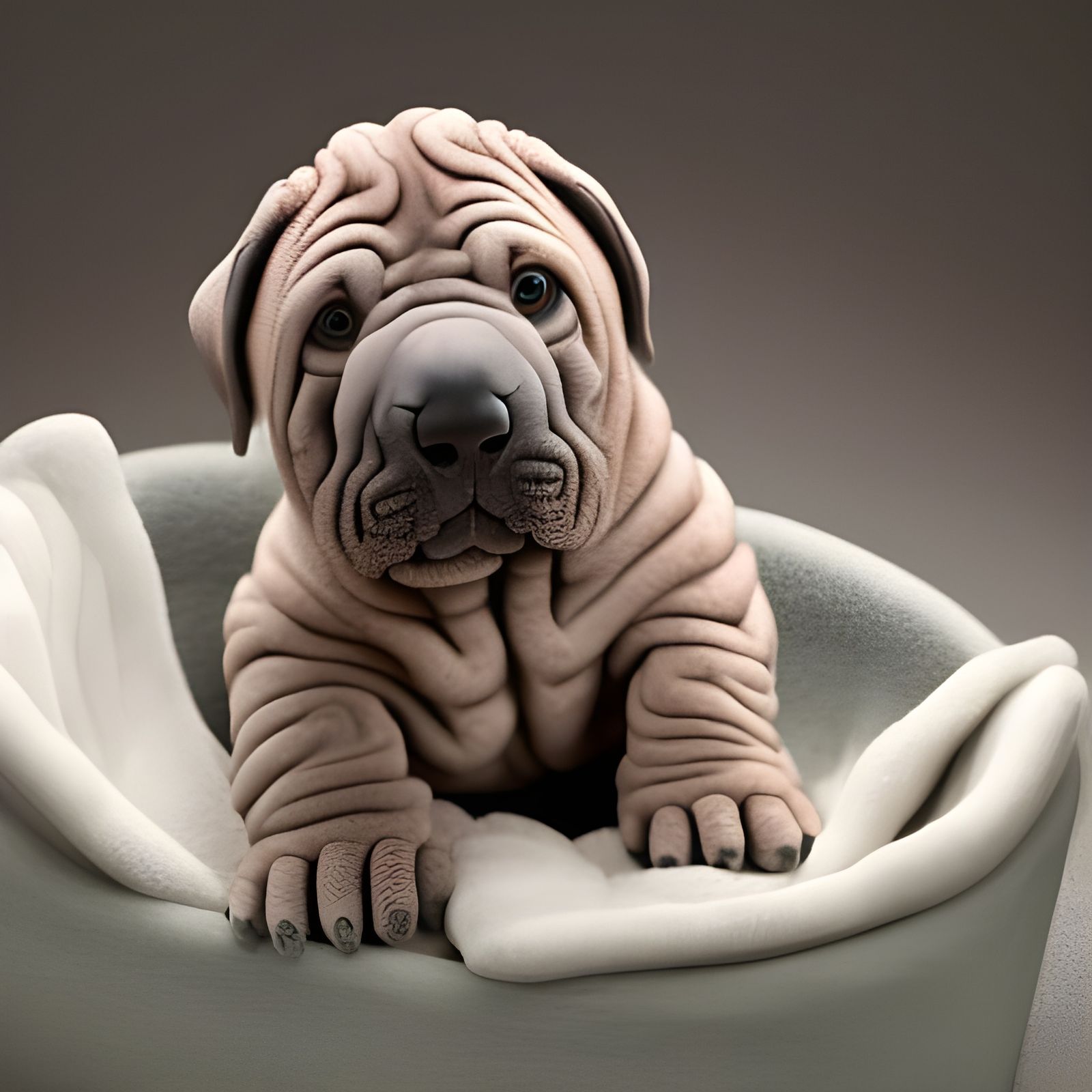 Shar Pei Puppy with Koala: Photorealistic Studio Portrait