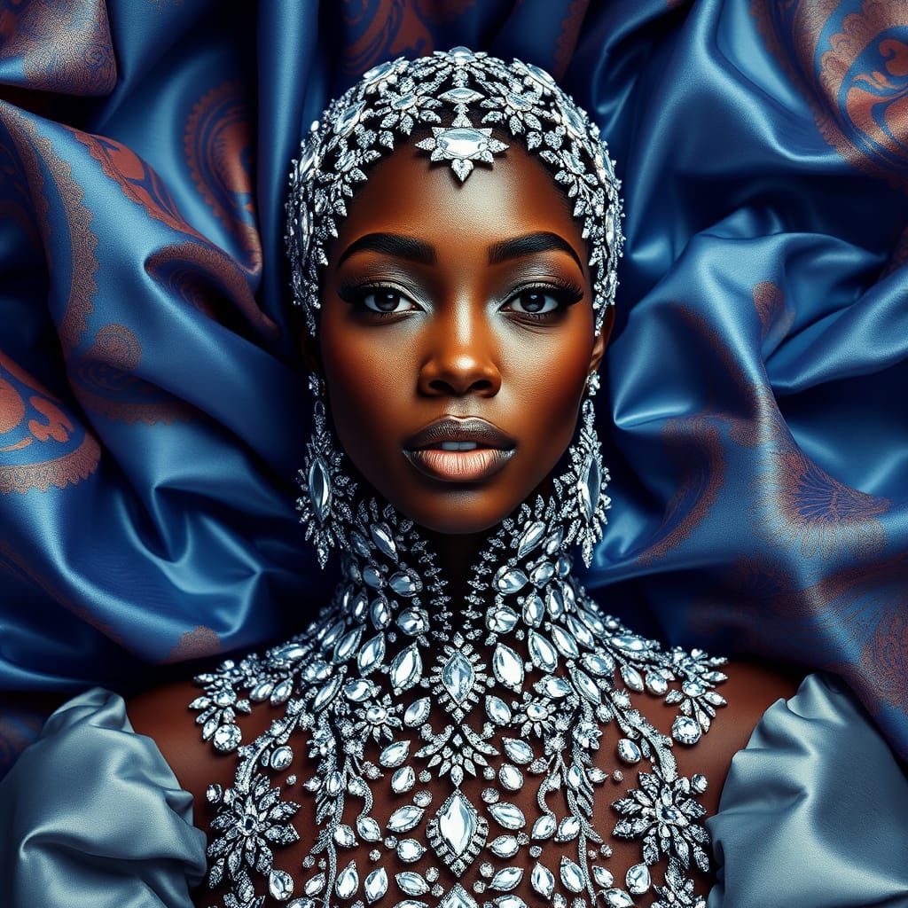 Diamond-Encrusted Woman in Pop Art Style