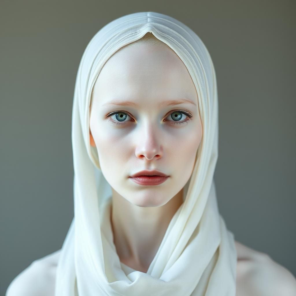 Albino Mystic Portrait with Porcelain Skin