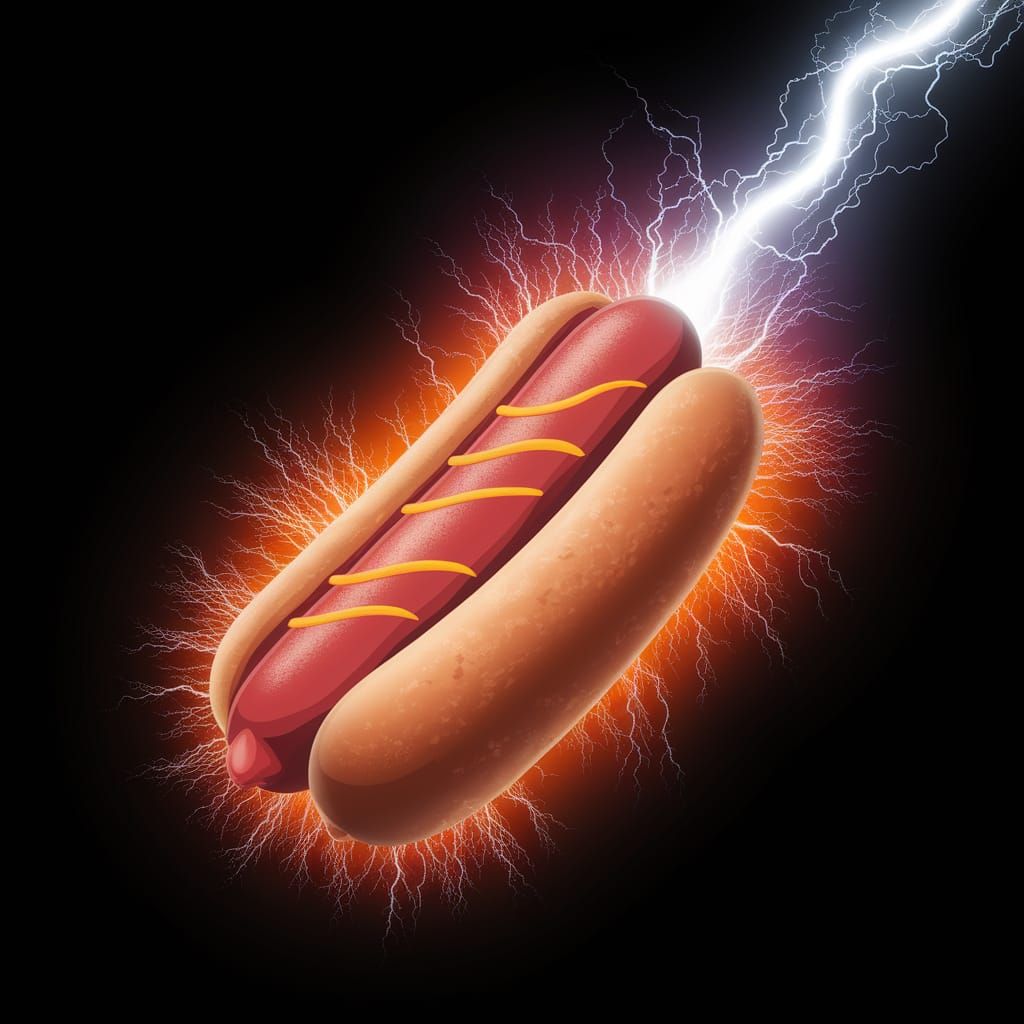 Electric Arc Ignites Hot Dog with Intense Energy
