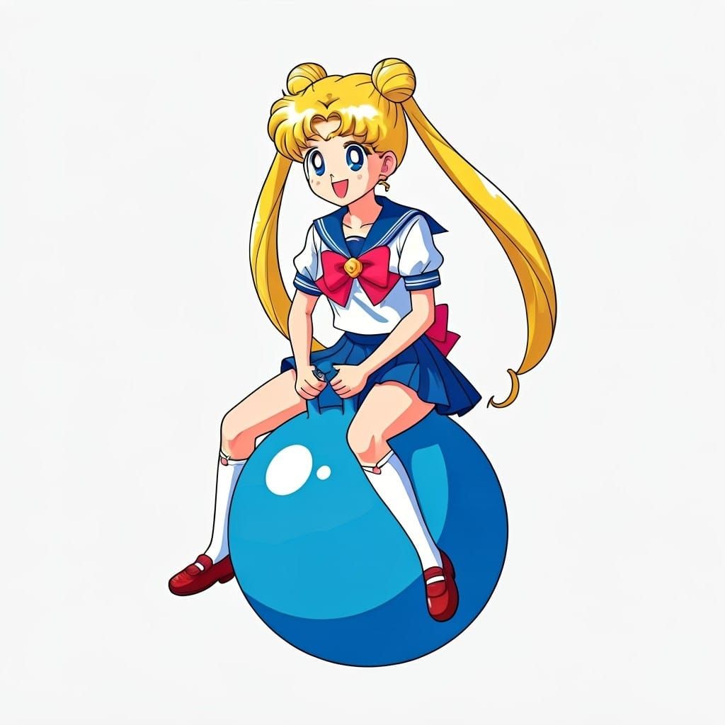 Magical Girl Sailor Moon in Iconic School Uniform, Bouncing ...