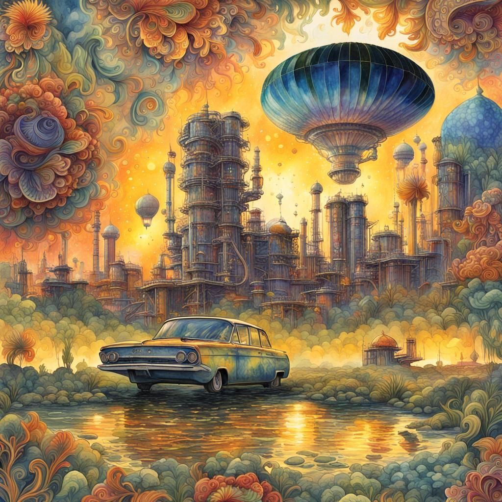 Cosmic Psychedelic Landscape in Holographic Astral Style