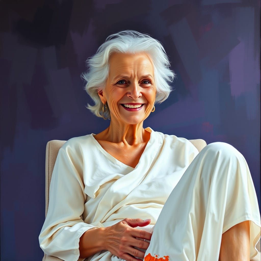 Youthful Elderly Woman in Intimate Realism Portrait