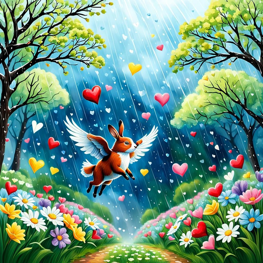 Spring Love: Hearts, Animals, and May Flowers