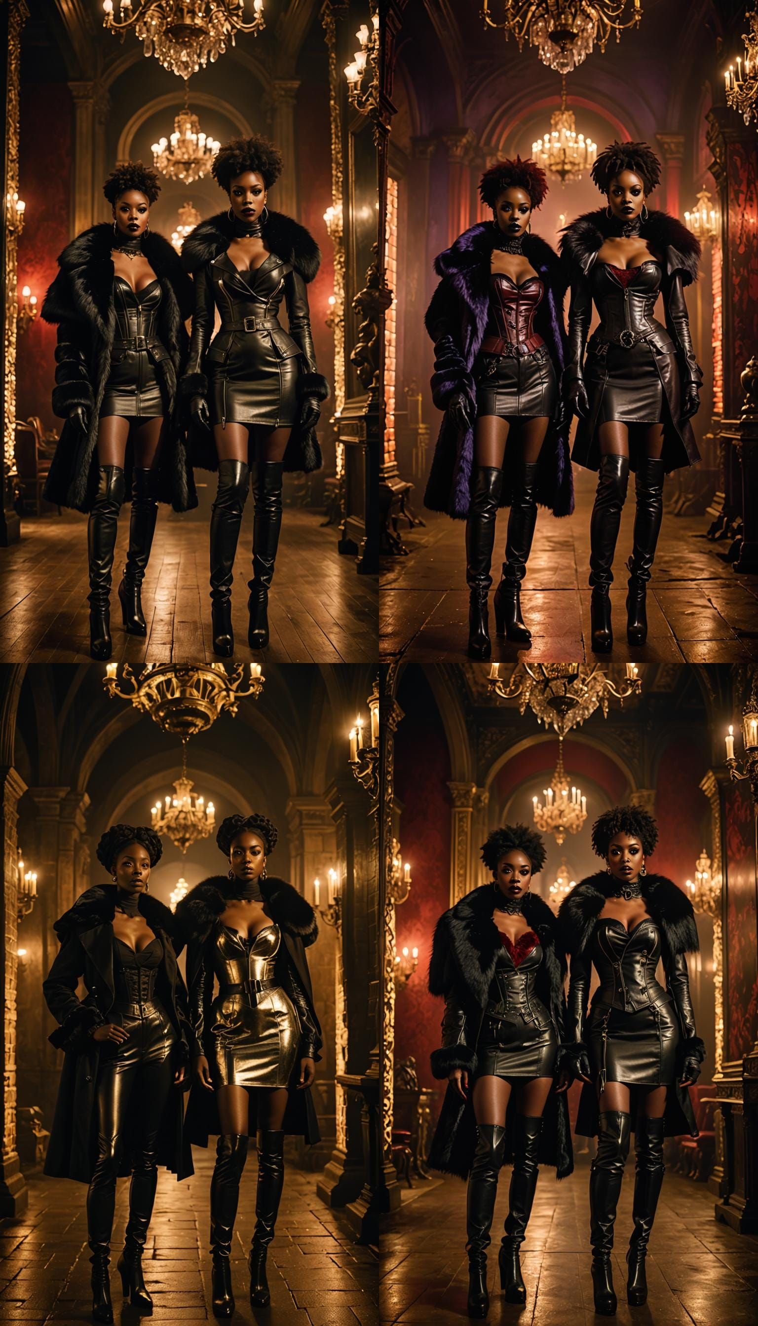 Gothic Fashion: Ebony Figures in Leather and Fur