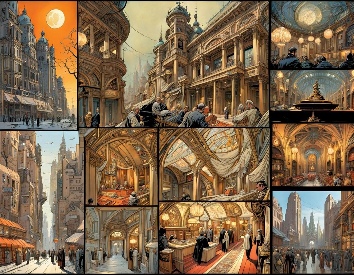 Art Nouveau Comic Book Page by Doran, Kaluta