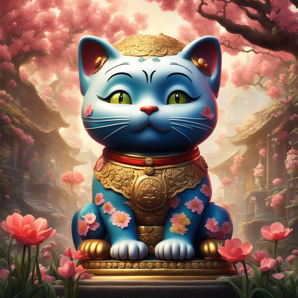 Maneki Neko Betty Boop with Spring Flowers