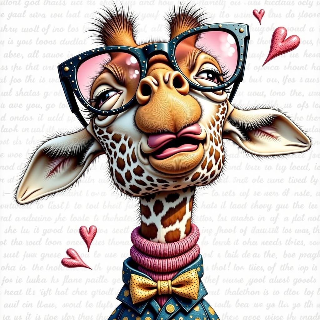 Cute Giraffe Gives a Kiss in Pastel Dreamscape