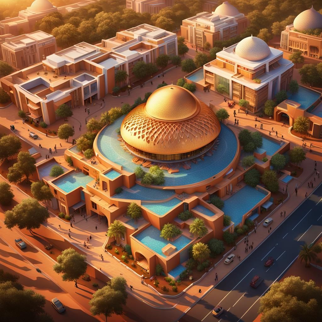 Hyperrealistic Auroville Architecture with Indian-Inspired D...