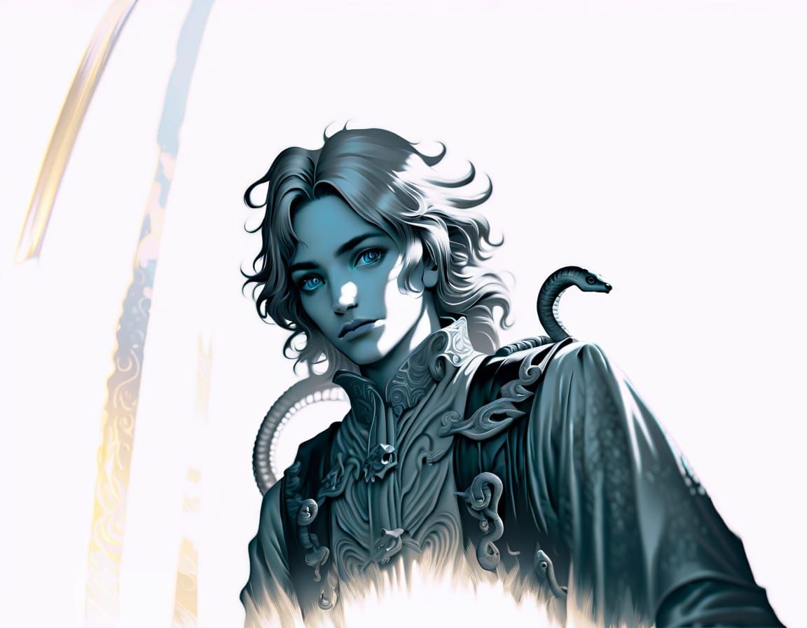 Medusa in Greg Rutkowski Style with Fiery Colors