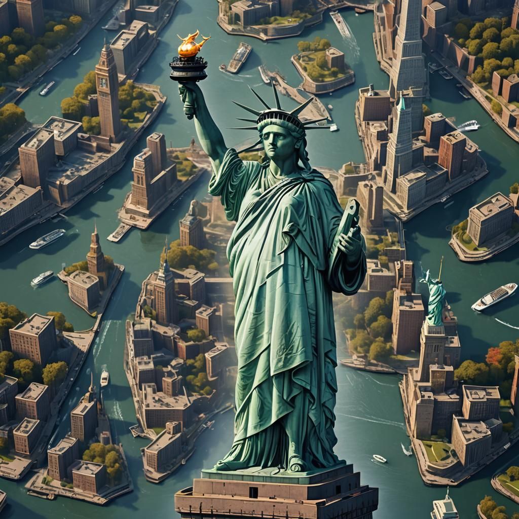 Detailed Matte Painting of the Statue of Liberty
