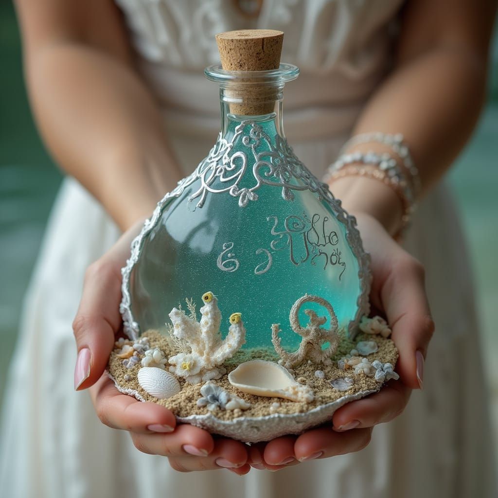 Ethereal Aqua Elixir in Shell-Shaped Bottle with Filigree